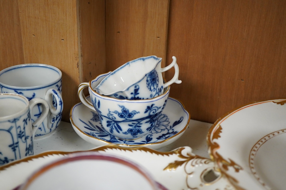 A quantity of 19th and 20th century mixed Continental china and porcelain, largest a comport 25.5cm wide.